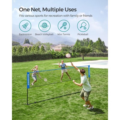 Adjustable Badminton Net for Volleyball & Pickleball, 13ft Wide Foldable Nylon Net with Poles, Indoor Outdoor Use for Kids & Adults