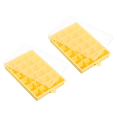 Unique Bargains Square Silicone Ice Cube Tray with Lid for Freezer 24 Cube Per Trays 2 Pcs