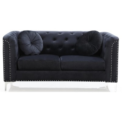 TiramisuBest Sleek Black Contemporary Loveseat, Modern Upholstered Sofa for Living Room or Bedroom