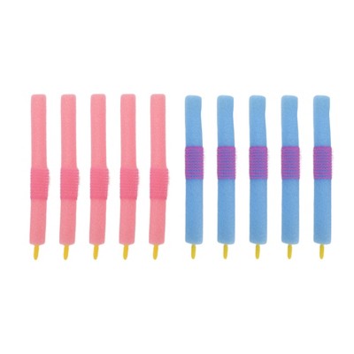 Unique Bargains Women's Sponge Foam Hair Roller 6.50"x0.71" Pink Blue 10pcs