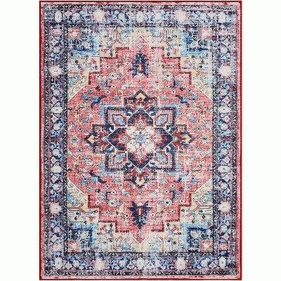 Vintage Farmhouse Boho Area Rug - Ultra Soft Washable Non-Slip Rug with Distressed Rustic Print for Living Room, Bedroom, Dining Room