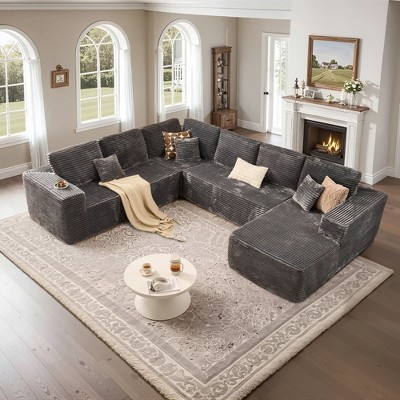 XIZZI Modular Sectional Sofa Couch, L/U-Shape Upholstered Couch, Modern Minimalist Couches for Living Room, Free Combination Deep Seat Corner Couch