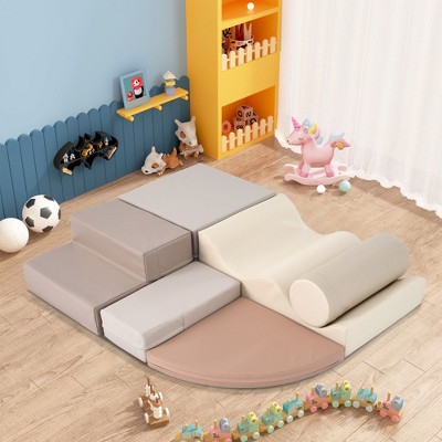 Lycvki Soft Climb and Crawl Foam Playset 6 in 1 for Kids Indoor Active Play