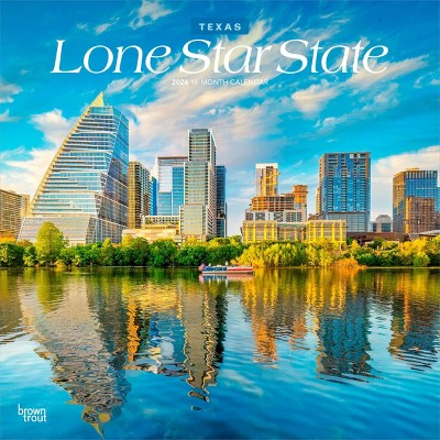 BrownTrout Lone Star State Texas Places 2026 12"x24" Hanging Square Wall Calendar Plastic-Free