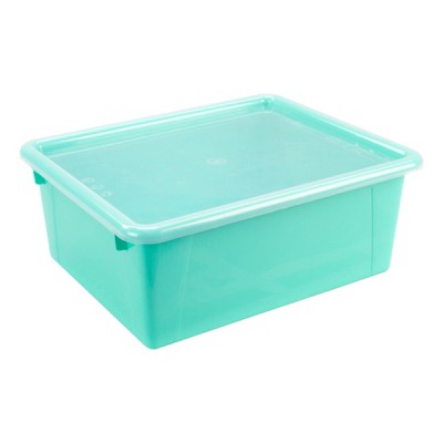 Storex Deep Storage Tray with Lid, Teal