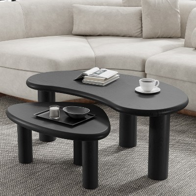 PexFix Cashew Solid Wood Coffee Table Sofa Side Table Set