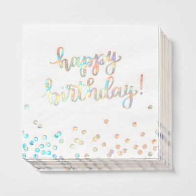 30ct Lunch Napkins 'Happy Birthday' Iridescent - Spritz™