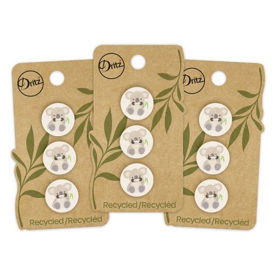 Dritz 18mm Recycled Cotton Koala Buttons Natural: Sewing Fasteners, Beige, 9 Pieces, Plastic, Art & Stationery