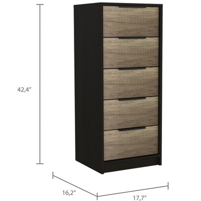 Okak 5-Drawer Wooden Dresser Modern Storage Chest Versatile for Bedroom/Office