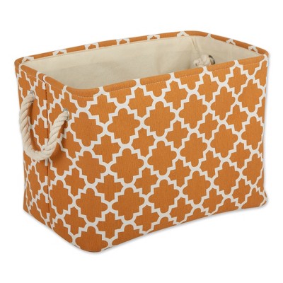 Design Imports Polyester Bin Lattice Pumpkin Spice Rectangle Large 17.5X12X15