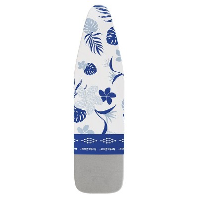 Bartnelli 43"x13" Patent Ironing Board Cover and Pad, 2 Looped Straps, Floral Blue
