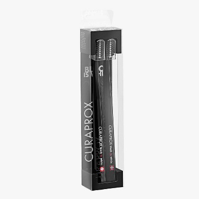 Curaprox Black is White Duo Toothbrush – Ultra Soft Carbon Whitening, Black/Black, 2-Pack
