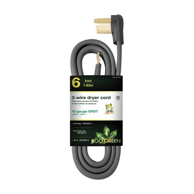 GoGreen Power GG-27106 6ft 3-Wire Dryer Cord, 30 Amps, 6 Ft