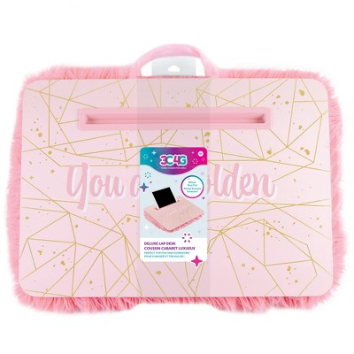 3C4G: Pink & Gold Deluxe Fur Lap Desk - You Are Golden, Make It Real,12” x 17"