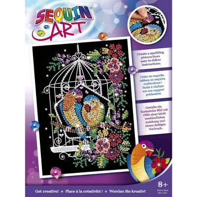 Sequin Art Purple – Sparkling Birdcage Design Craft Kit – Decorative Sequin Art Activity