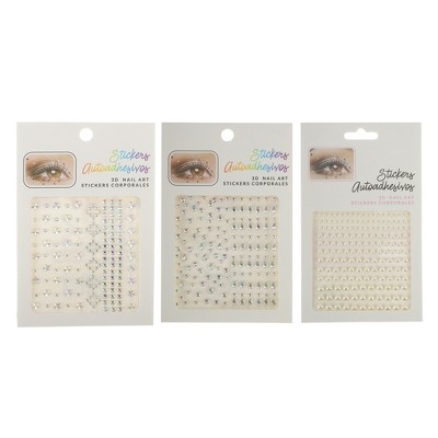 Unique Bargains Eye-catching Face Rhinestone Stickers 3 Pcs