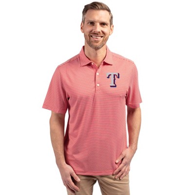 Texas Rangers Cutter & Buck Forge Eco Double Stripe Stretch Recycled Mens Polo - Red/White - Medium