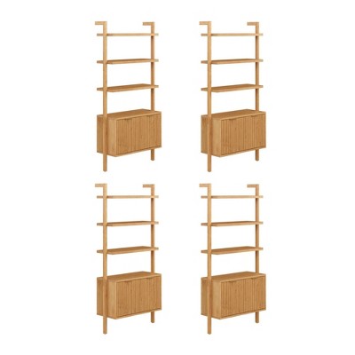 Nathan James 71.9" Set of 4 Jasper Wood Fluted Bookshelf Light Brown