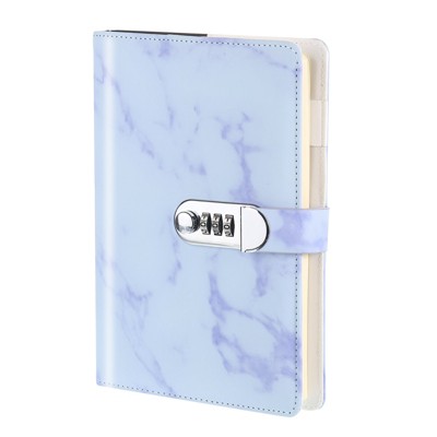 Unique Bargains Cute Journaling Leather Marble A5 Diary with Lock 100 Pages