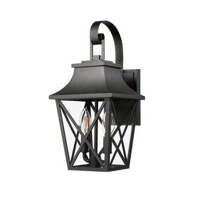 Syemin Outdoor Wall Light, Industrial Porch Light Wall Mount with Glass, Waterproof Farmhouse Outdoor Lighting, Black, 8.50"*7.00"*15.88"