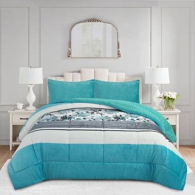 Marcielo 3PCS Soft Plush Floral Printed Comforter Set