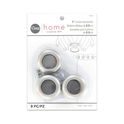 Dritz Set of 8 Home 1" Round Curtain Grommets Pewter: Plastic Sewing Fasteners, Silver, Eyelets & Grommets Kit