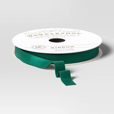 18' Christmas Fabric Ribbon Green Grosgrain - Wondershop™