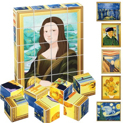 PICASSO-TILES Magnetic Puzzle Building Cubes Blocks, Van Gogh, Mona Lisa Hand Puzzle, STEM Magnet Educational Toy for Kids