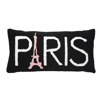 C&F Home Eiffel Tower "PARIS" Hooked Accent Pillow, 12" x 24"