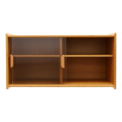 YIYIBYUS Kitchen Cupboard Kitchen Pantry Cabinet Wall Sideboard Buffet Cabinet with Glass Doors, Brown