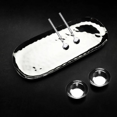 Inox Artisans Polished Hammered Stainless Steel 5 PC Condiment Set
