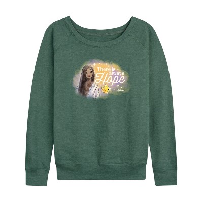 Women's - Disney - There Is Always Hope Lightweight French Terry Wide Neck Long Sleeve Graphic Shirt