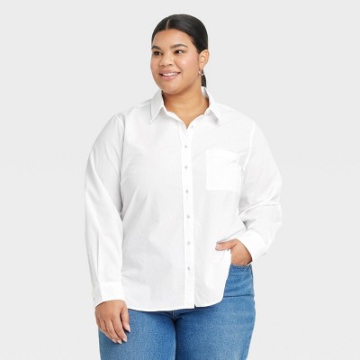 Women's Long Sleeve Collared Neck Button-Down Shirt - Universal Thread™
