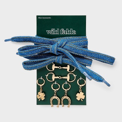 Denim Shoelace and Shoe Charm Set - Wild Fable™ Gold