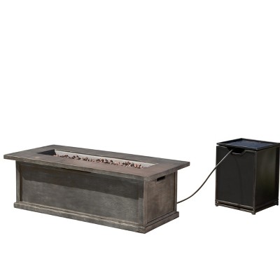 GDFStudio Lecanto Outdoor 50,000 BTU Lightweight Concrete Fire Pit Table with Tank Holder