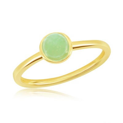 Bella Silver Sterling Silver 5MM Round Jade Solitaire Ring  - Available Sizes:  9 ,  8 ,  7 ,  6
