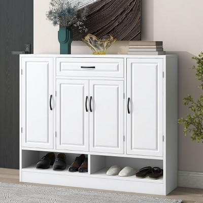 Modern Shoe Cabinet With Adjustable Shelves,Space-Saving Design Side Board Shoe Cabinet,Shoe Rack Cabinet,Entryway Shoe Cabinet-Cuddlewood