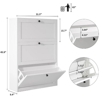 White 3Drawer Shoe Cabinet