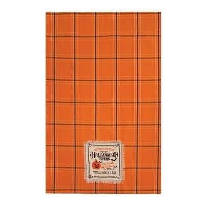 C&F Home Halloween Tavern Plaid Vintage Inspired 100% Cotton Woven Dishtowel