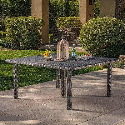 CAVINAS 64 Inch Square Patio Dining Table,Rattan Outdoor Dining Table,Patio Table for Porch Backyard Balcony