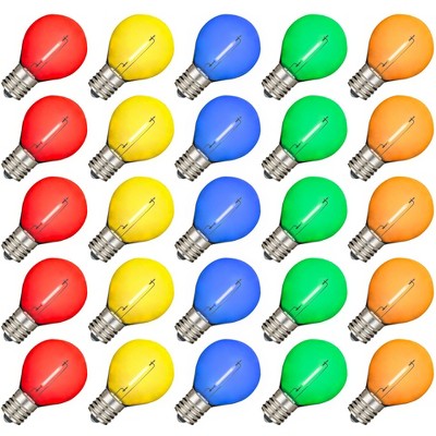 Novelty Lights 25 Pack G30 LED Filament Bulbs, E12/C7 Candelabra Base, 5 Watt Equivalent, Shatterproof Plastic Replacement Bulbs