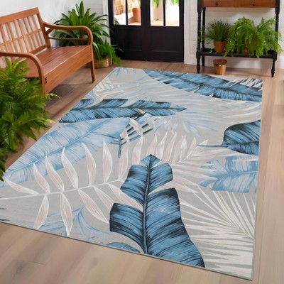Area Rugs for Living Room Washable Bedroom Rug Tropical Plant Rug Non-Slip Low Pile Accent Rug