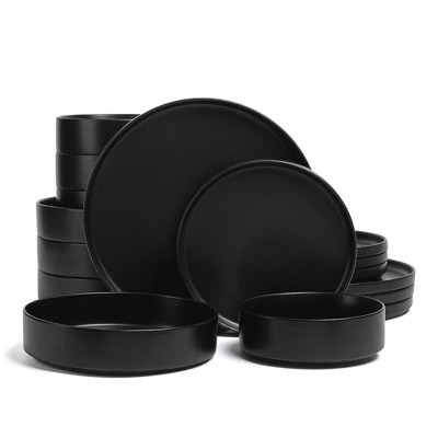 over&back 16pc Stackable Hand-Finished Stoneware Dinnerware Set Semi-Matte