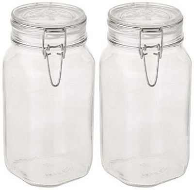 Bormioli Rocco Fido Clear Glass Jar with 85 mm Gasket, 1.5 Liter (Pack of 2)