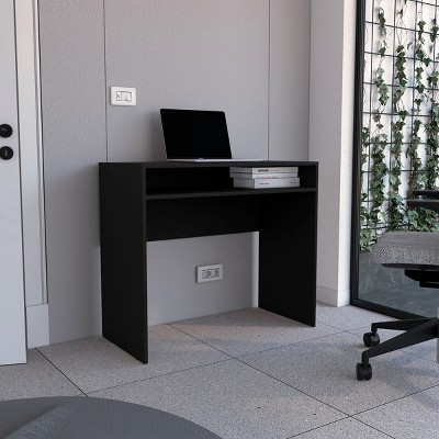 INFURNIC Desks Stella Writing Desk with Shelf Space-Saving Floating Design and Extra Storage, Black, 16.5"*35.1"*30.6"