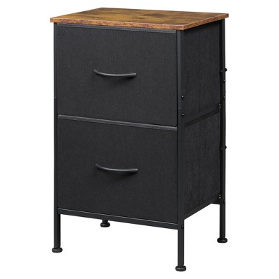 Nightstand with 2 Drawers, Bedside Furniture for Bedroom, College Dorm, End Table with Fabric Bins, Dormitory