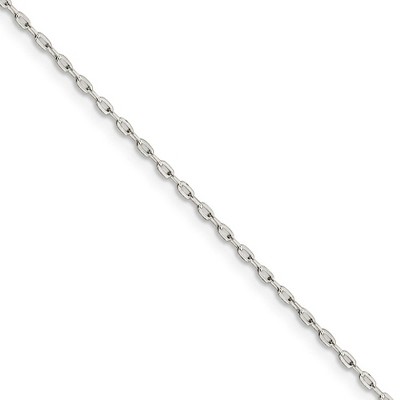 Black Bow Jewelry 1.4mm Sterling Silver Solid Beveled Oval Cable Chain Necklace