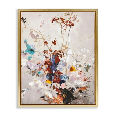 Stupell Industries Earth Tones Floral Abstraction Floating Frame Canvas Art