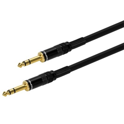 Monoprice Premier Series 1/4 Inch (TRS) Male to Male Cable Cord - 6 Feet - Black | 16AWG (Gold Plated)