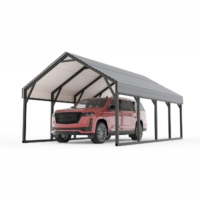 Metal Carport with Reinforced Frame and Steel Roof Outdoor Heavy Duty Garage All-Weather Car Shelter for Pickup, Boat, Car and Tractors